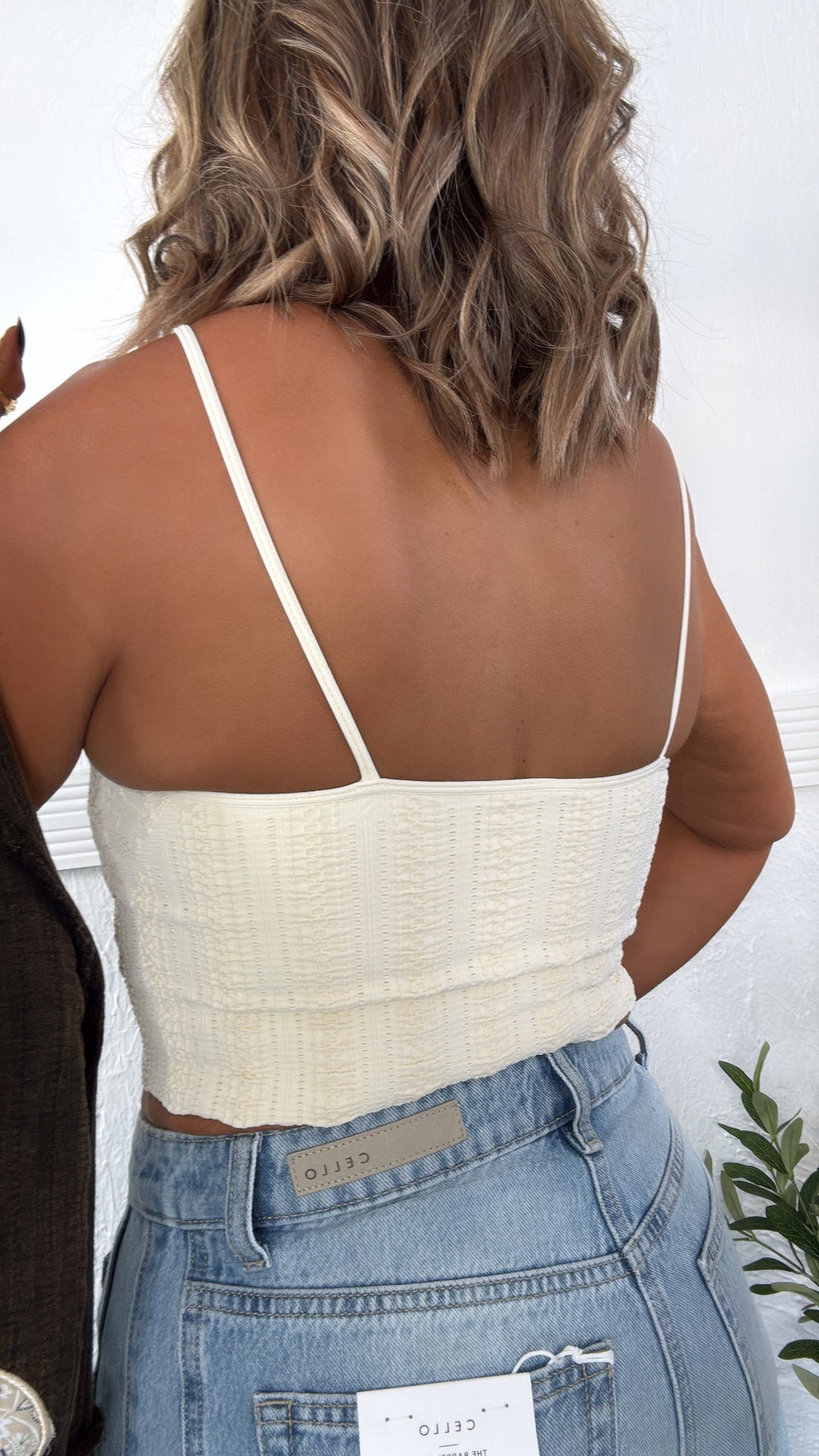 Lace Texture Bralette, Butter Cream