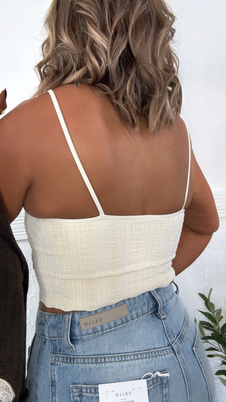 Lace Texture Bralette, Butter Cream