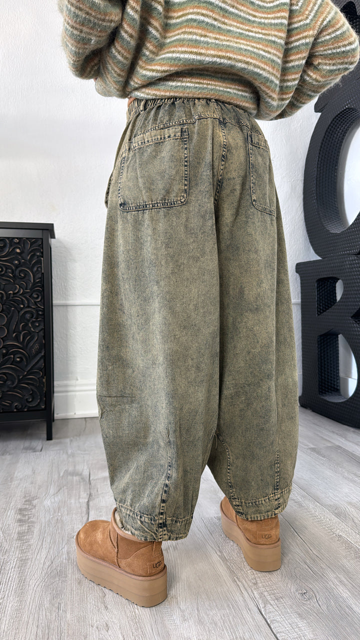 Washed Barrel Pants, Denim