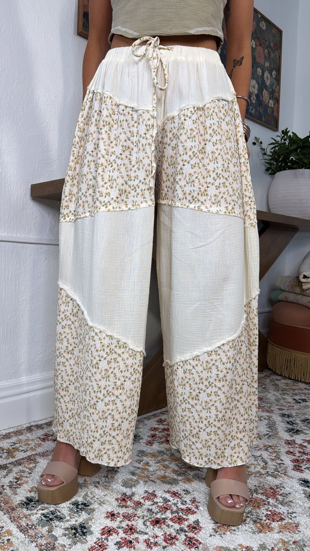 Ivy Oaks Floral Pant, Natural