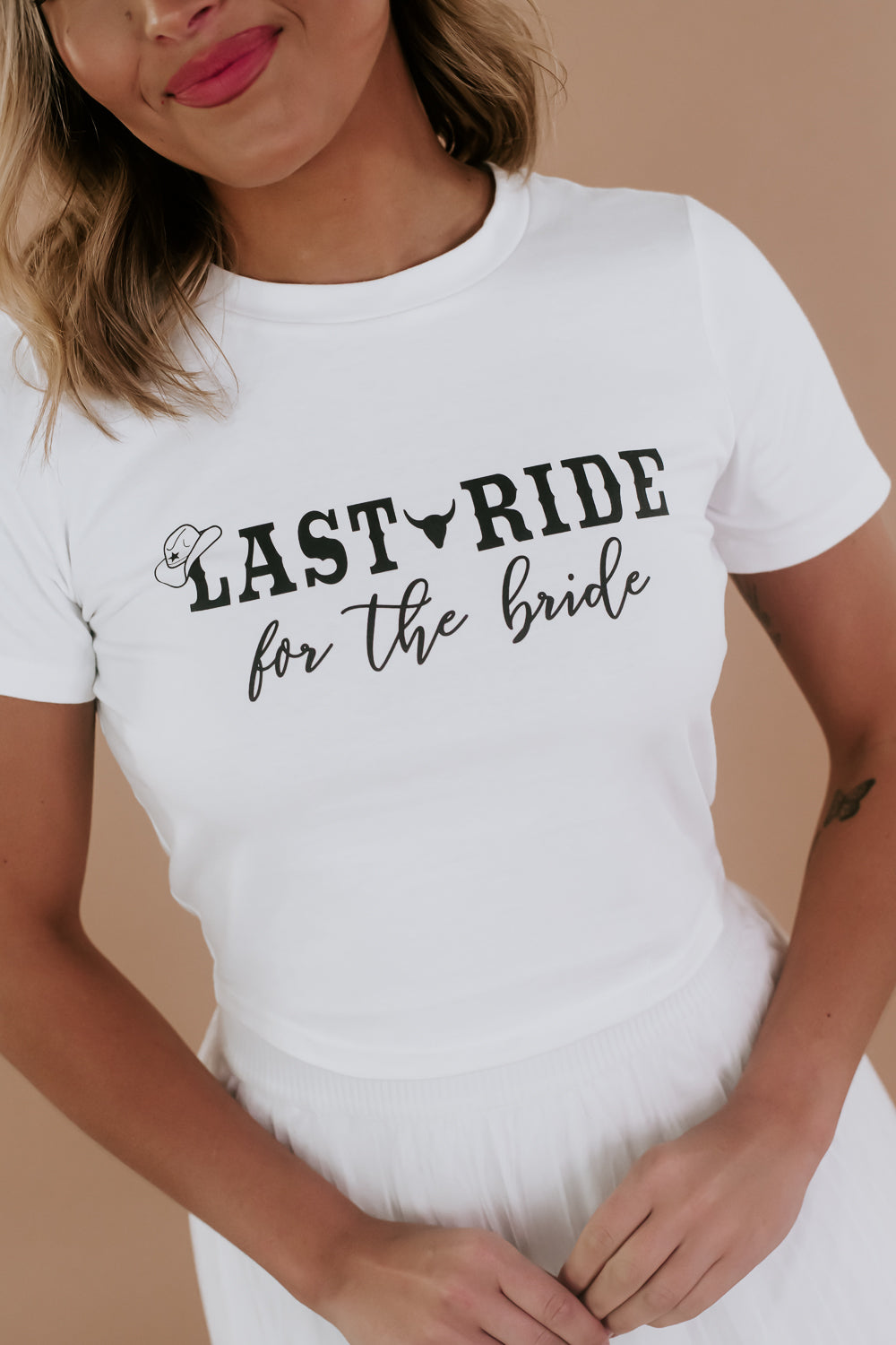 Last Ride For The Bride Baby Tee, White