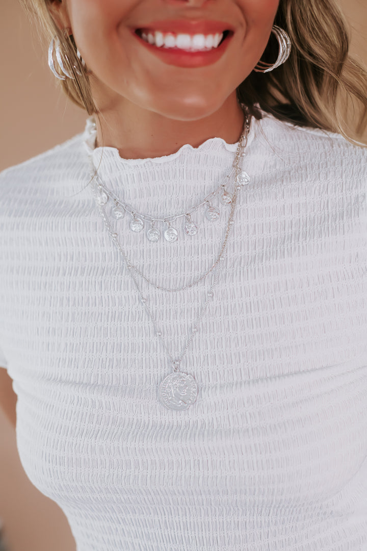 Gypsy Layered Coin Necklace, Silver