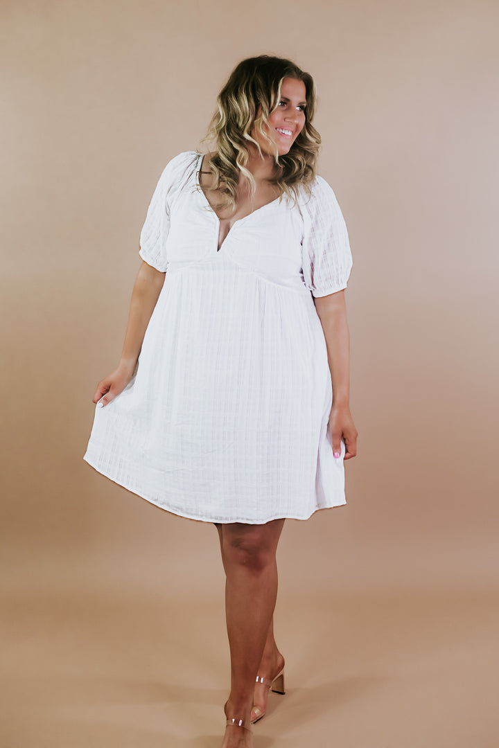 True Beauty Bubble Sleeve Mini Dress, White