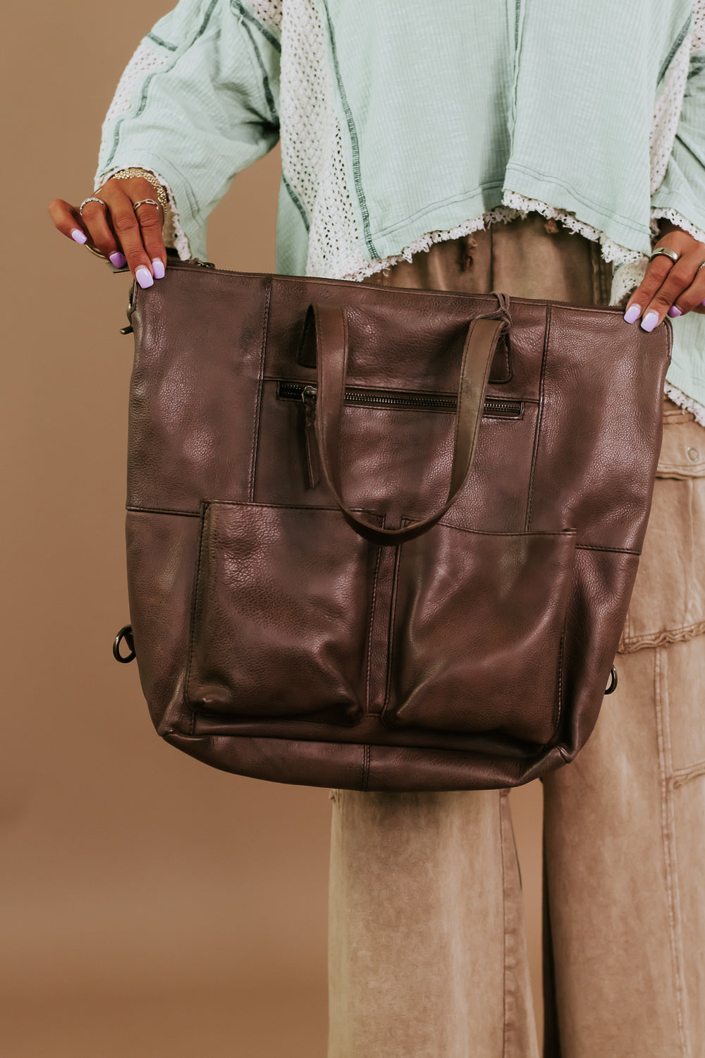 brown leather covertible backpack Saddle Up Convertible Tote/ Backpack , Brown