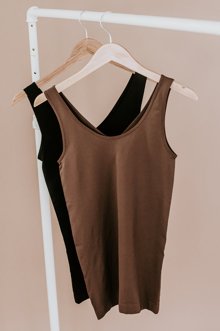 Thick Strap Basic Cami, Brown
