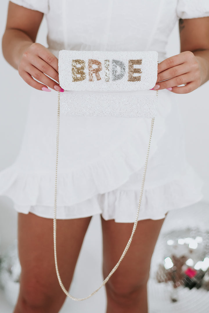 Beaded Bride Bag, White