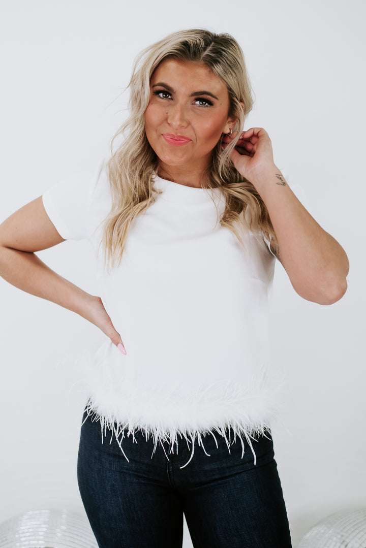 Total Stand Out Feather Top, White