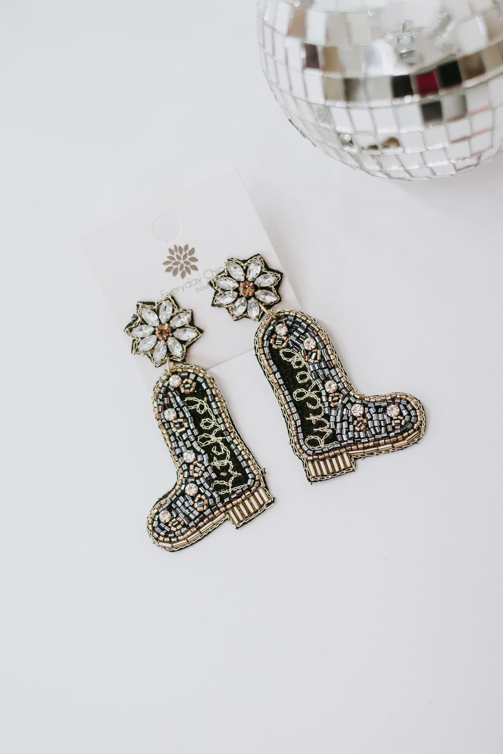 Hitched Boot Earring, Black