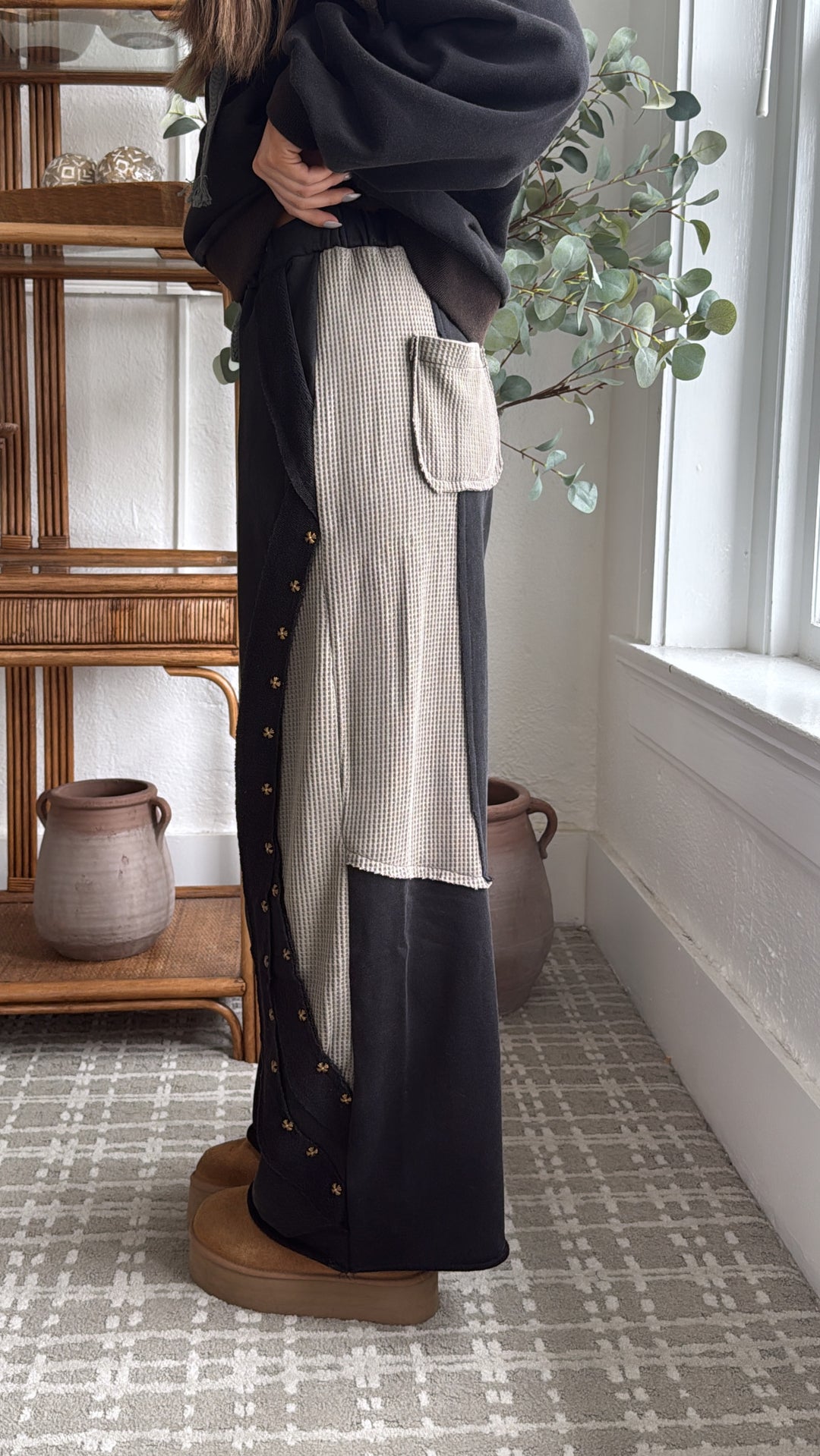 Urban Chic Waffle Knit Pant, Black