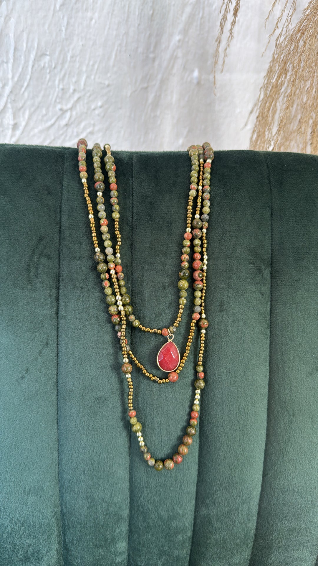 Oceans Echo Necklace, Olive