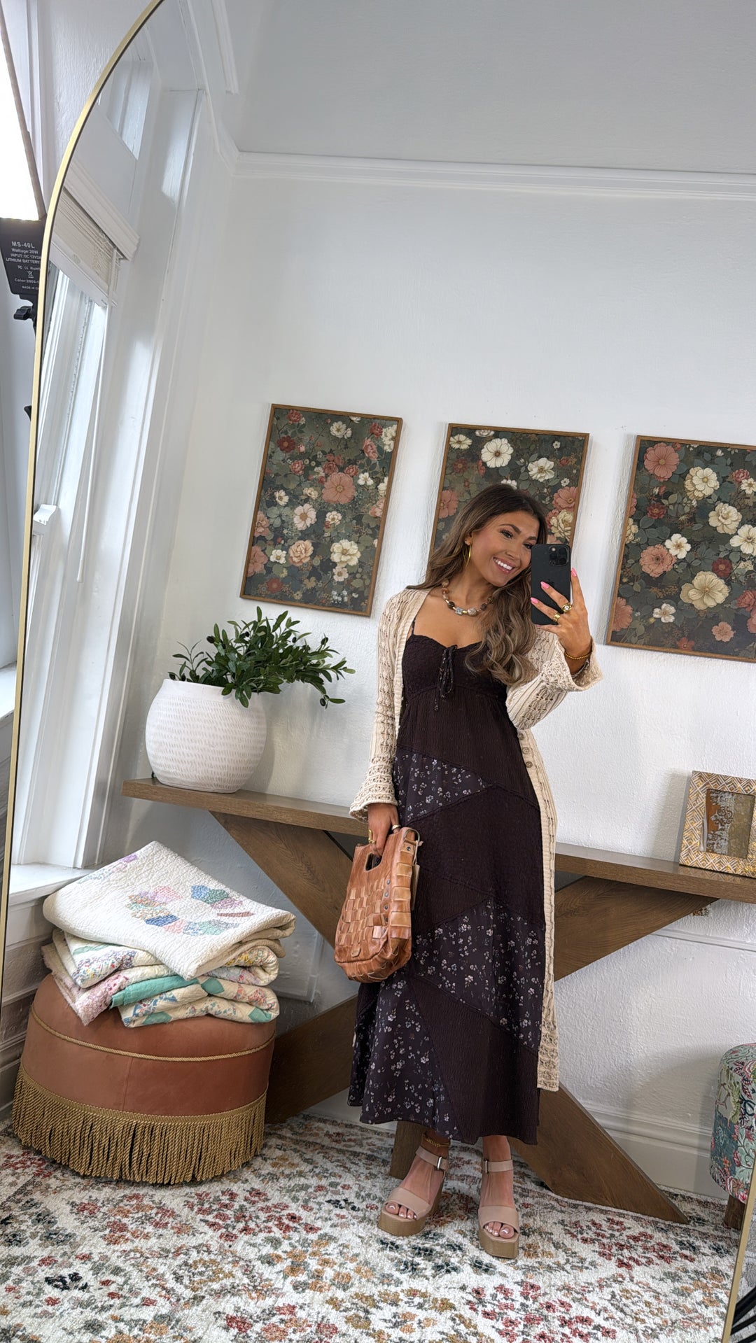 The Garden Maxi Dress, Dark Brown Multi