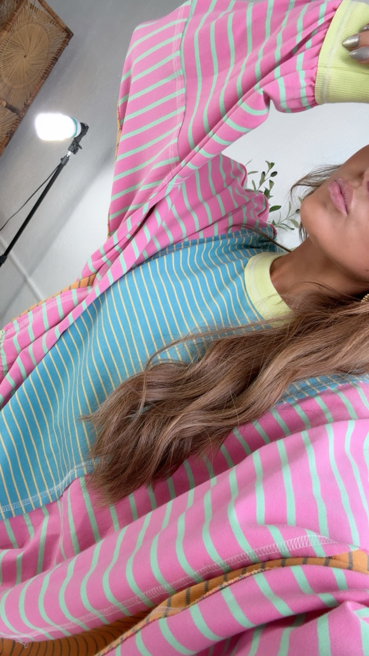 Stitch & Sail Mix Matched Top, Blue/ Pink