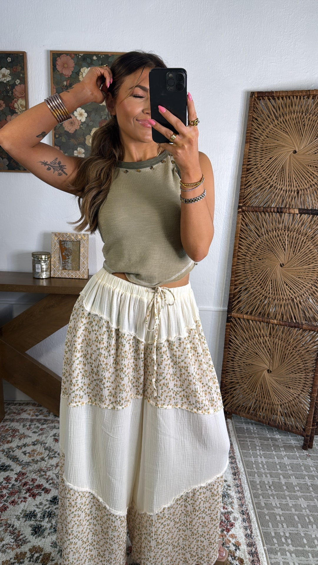 Ivy Oaks Floral Pant, Natural