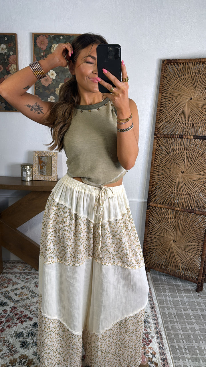 Ivy Oaks Floral Pant, Natural