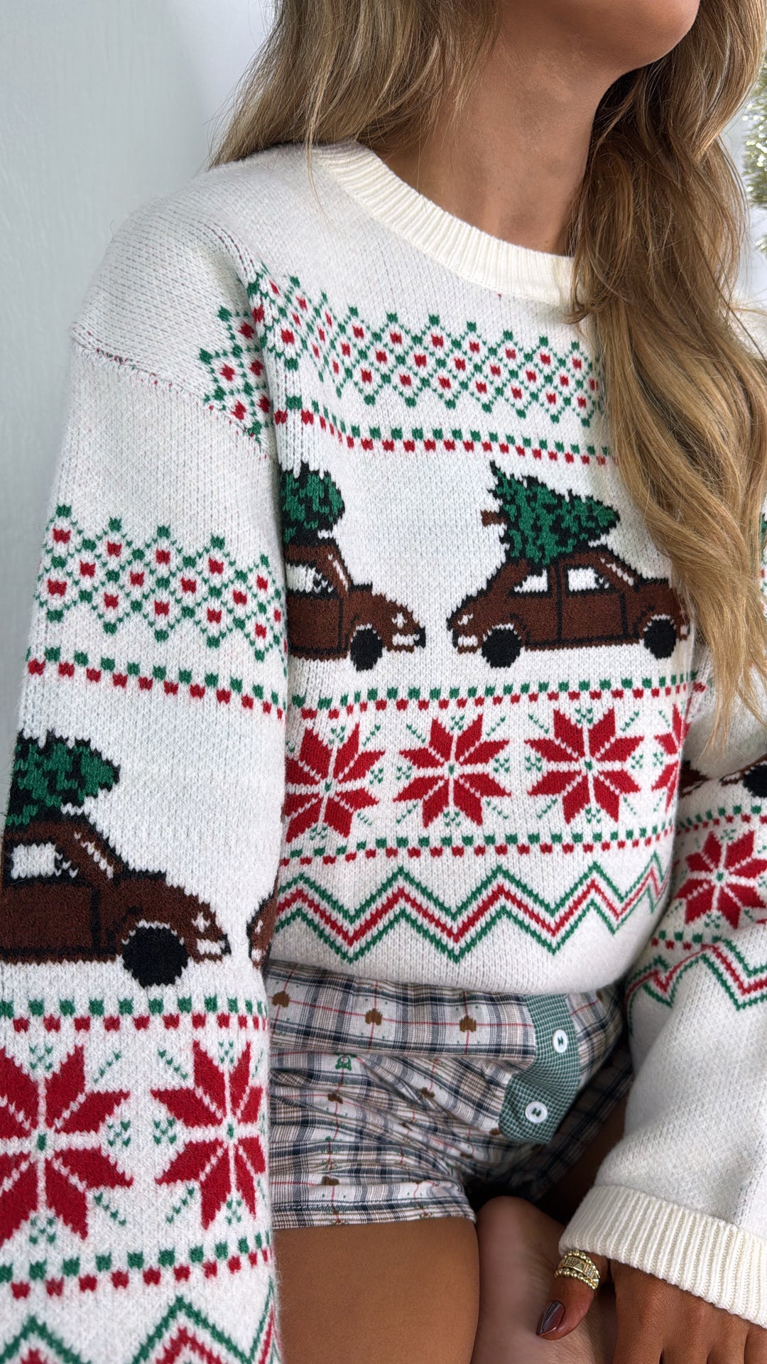 Christmas Tree Farm Sweater, Ivory/Combo