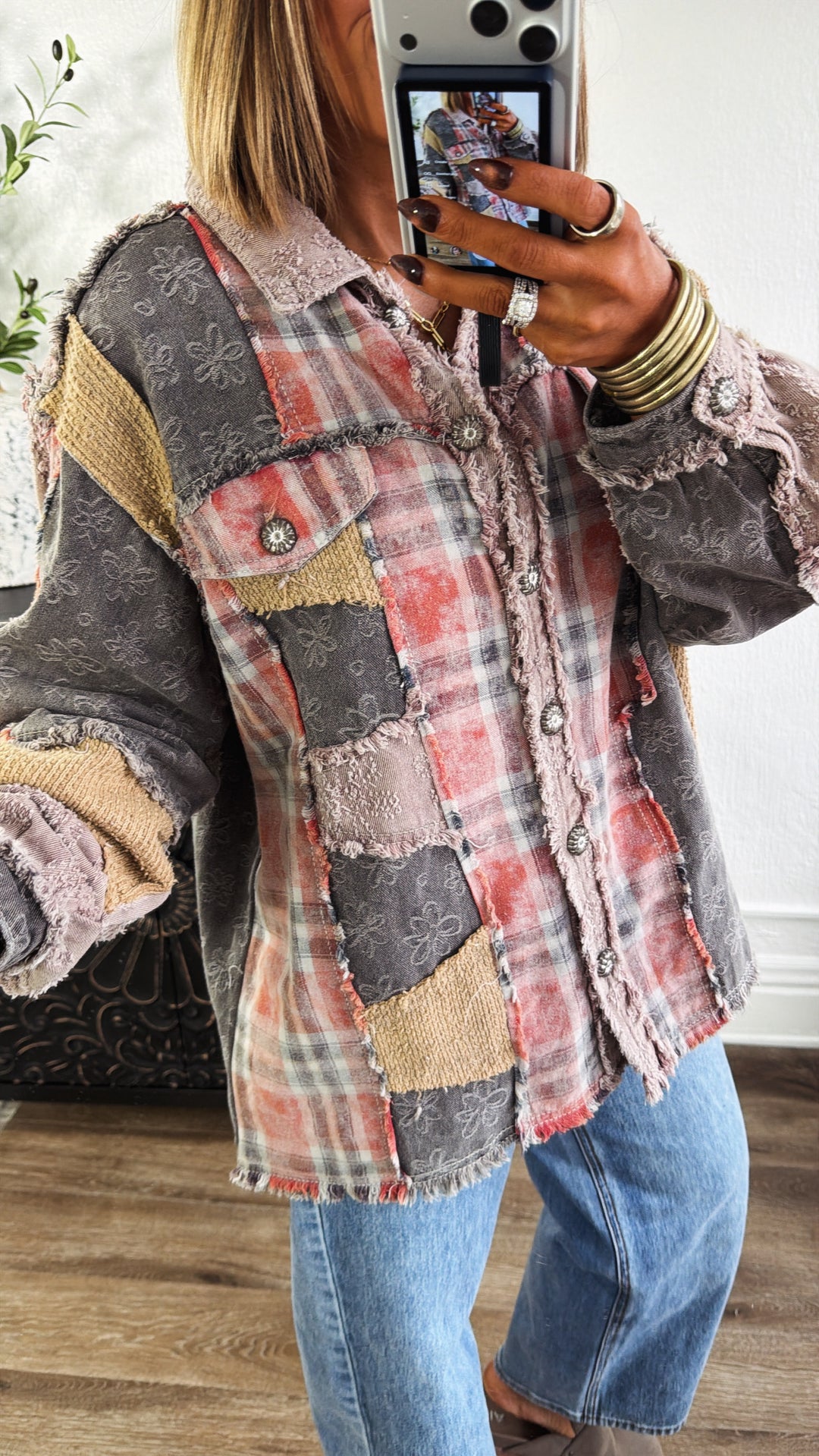 Maple & Threads Jacket, Black Denim Multi