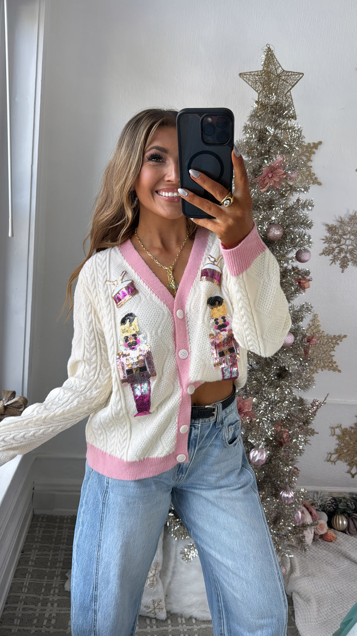 Spreading Cheer Nutcracker Cardi, Cream