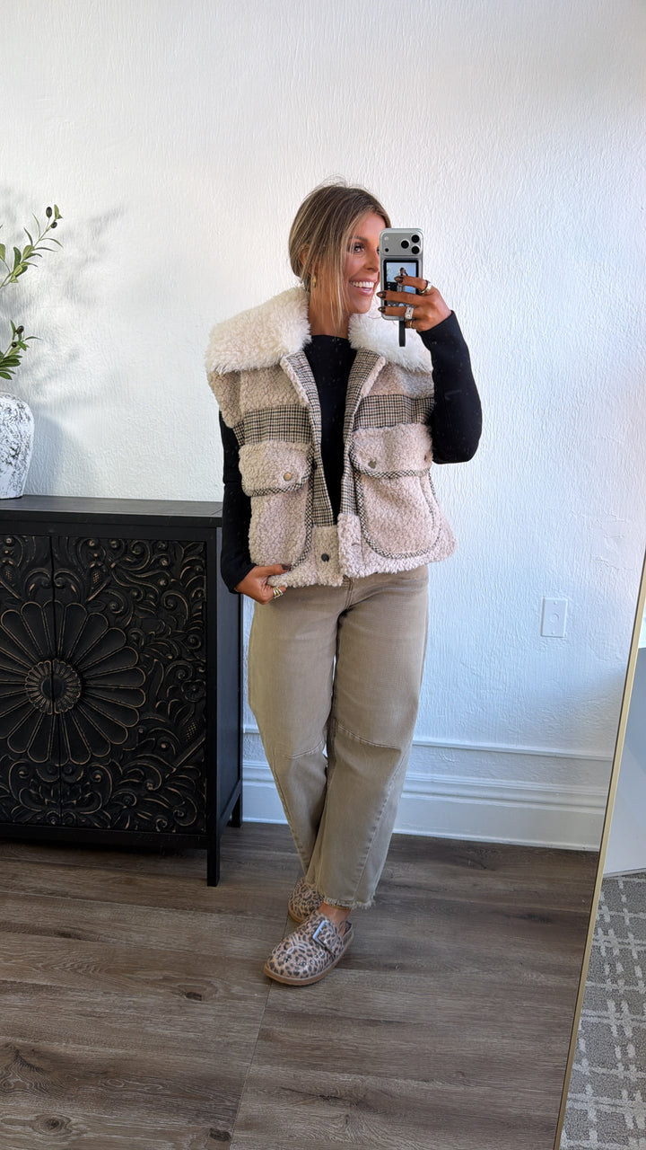 Mileigh Sherpa Vest, Tan