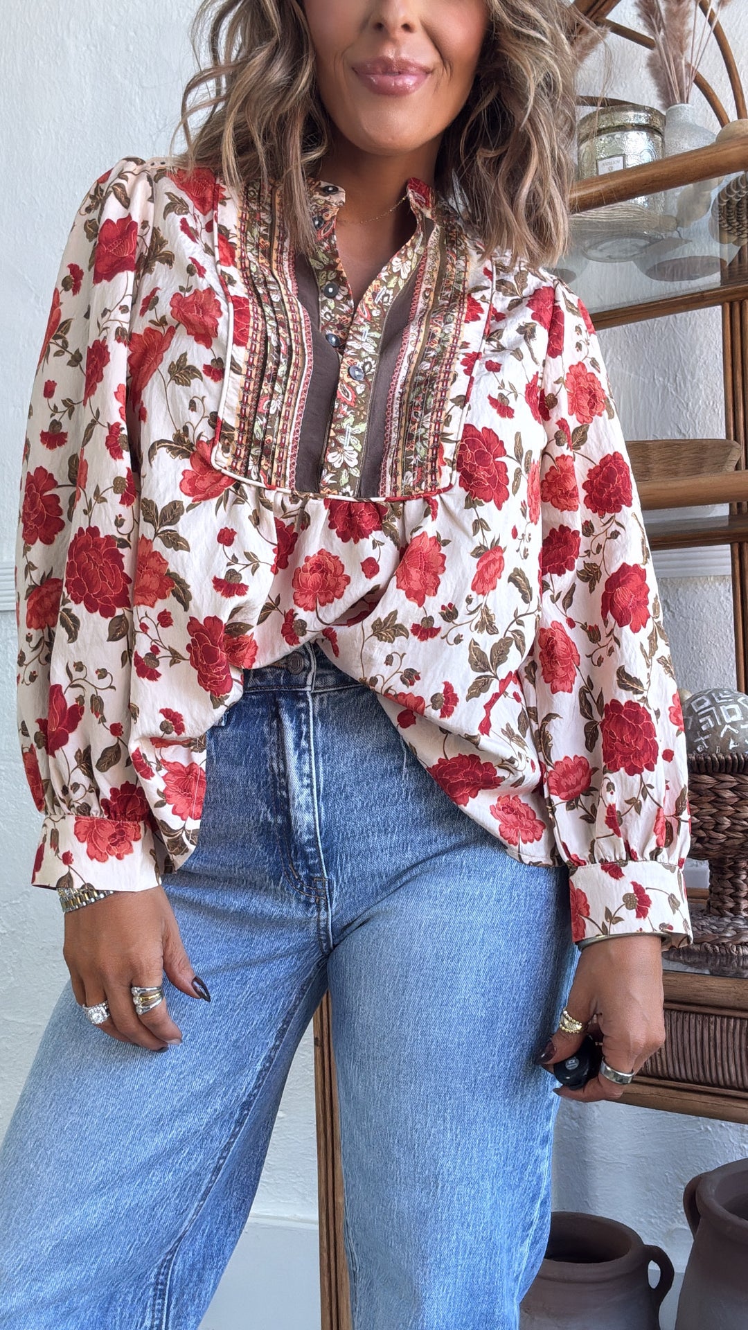 Russet Bloom Blouse, Ecru