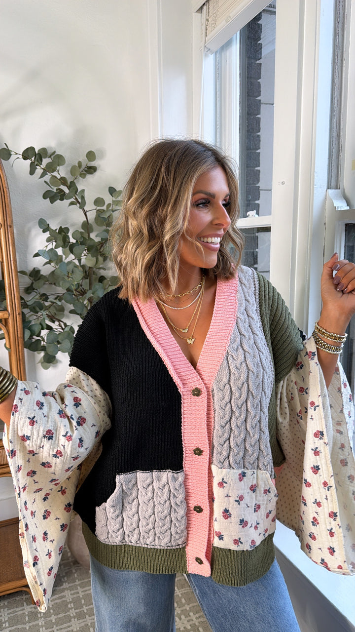 Fable Stitch Button Up, Black Multi