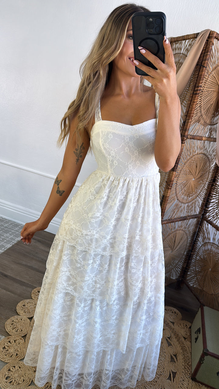 Penelope Floral Maxi Dress, Ivory