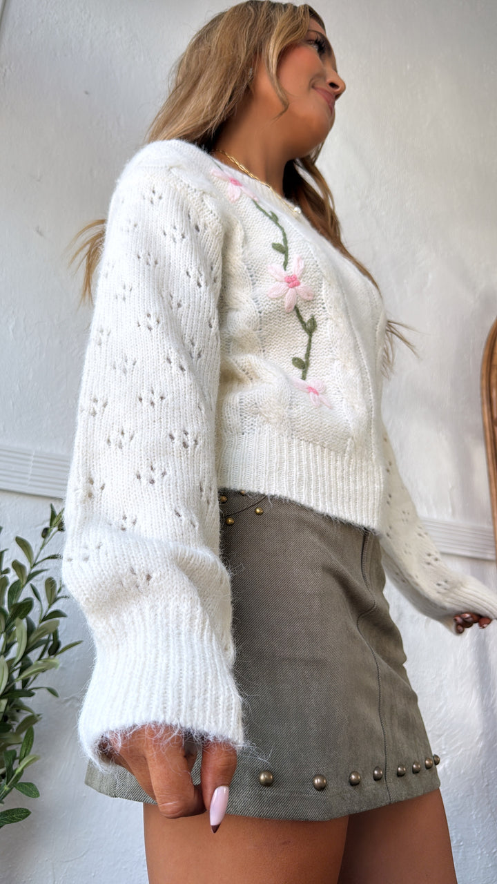 Soft Bloom Sweater, Powder Cream