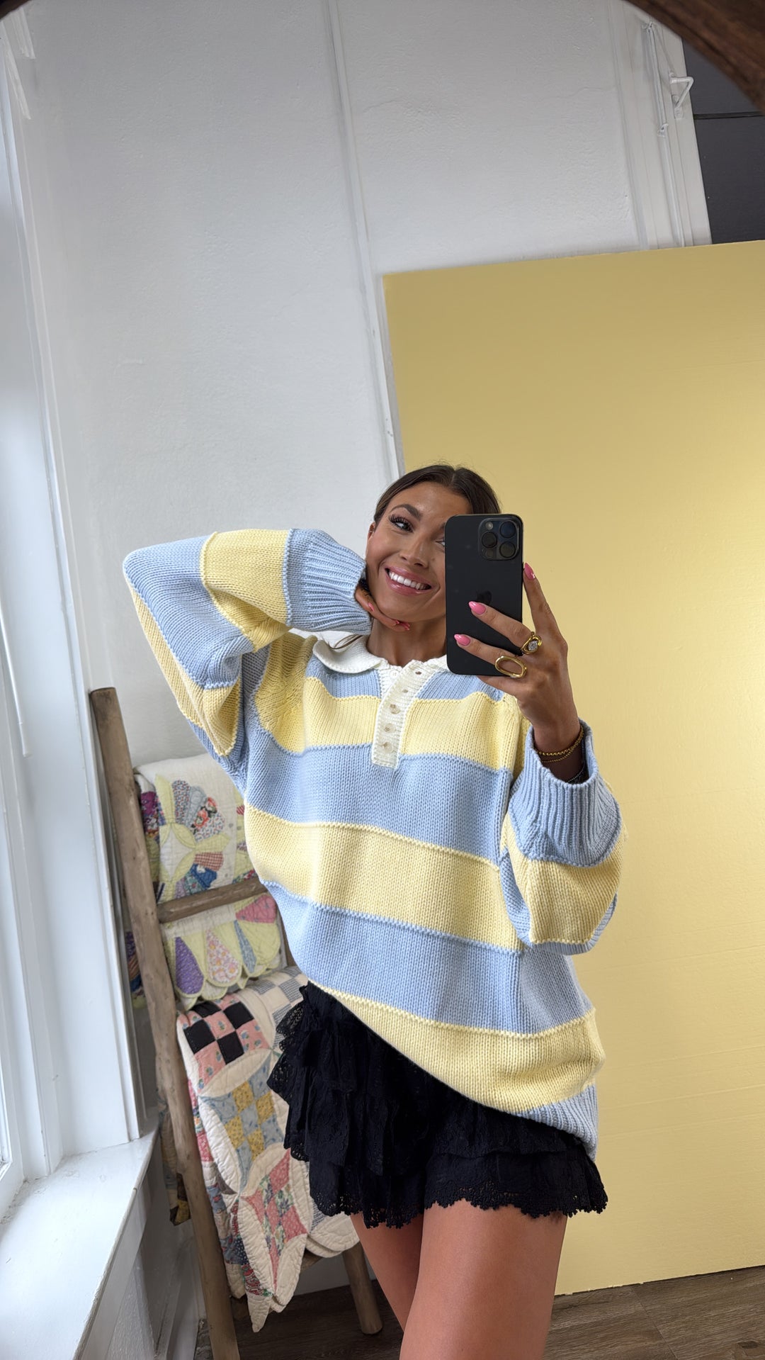 Magic Striped Sweater, Lt.Blue/Lt.Yellow