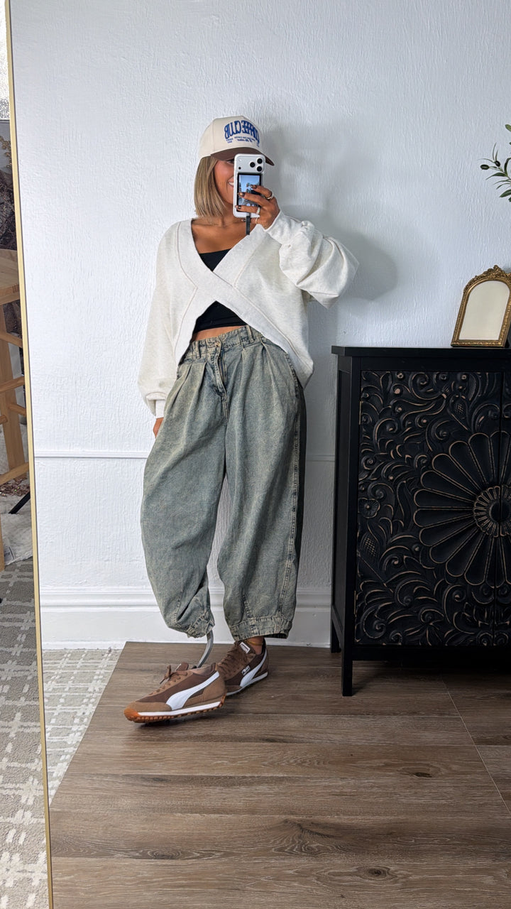 Criss Cross Reversible Sweatshirt, Oatmeal