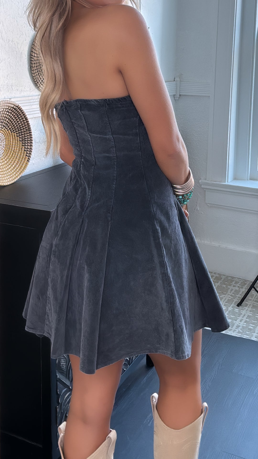 Western City Streets Mini Dress, Black