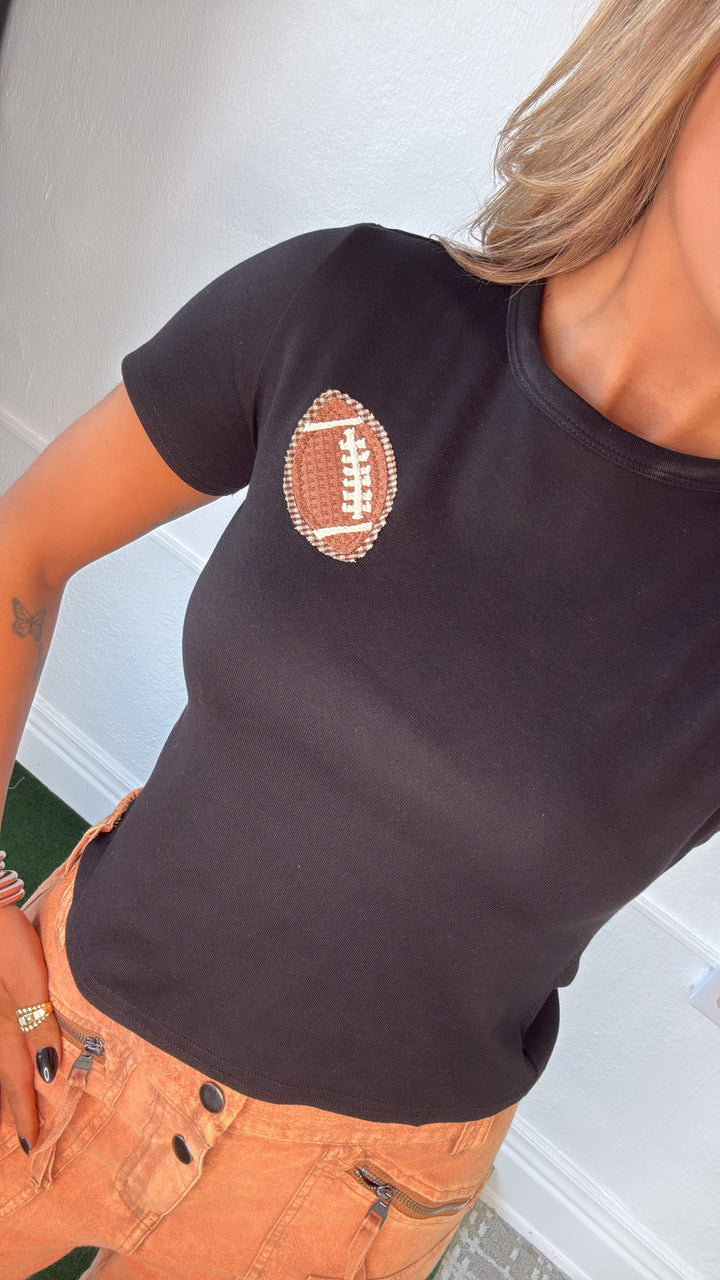 Patch Play Cropped Tee, Black