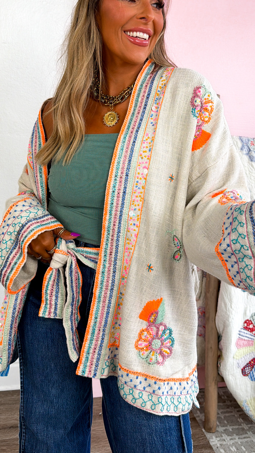Light Up The Room Cardigan, Natural Multi
