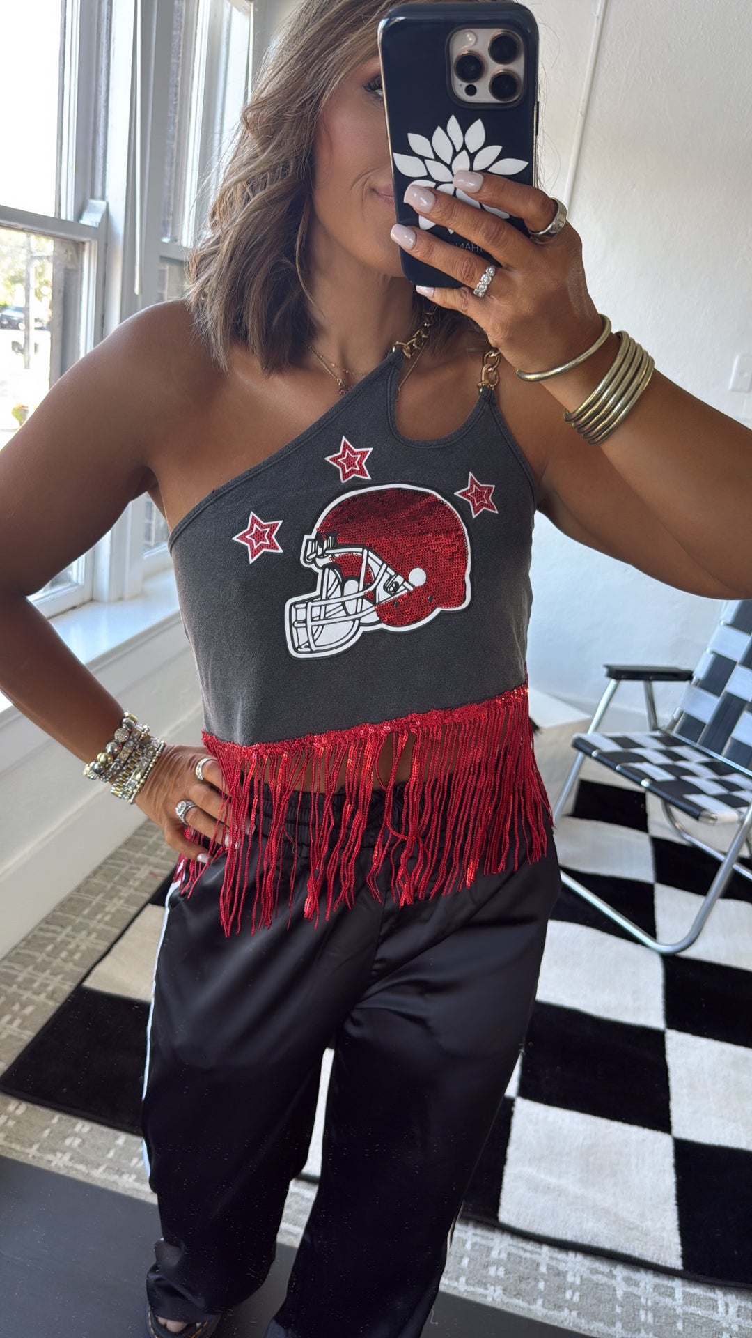 Football Season Chain Tank, Black