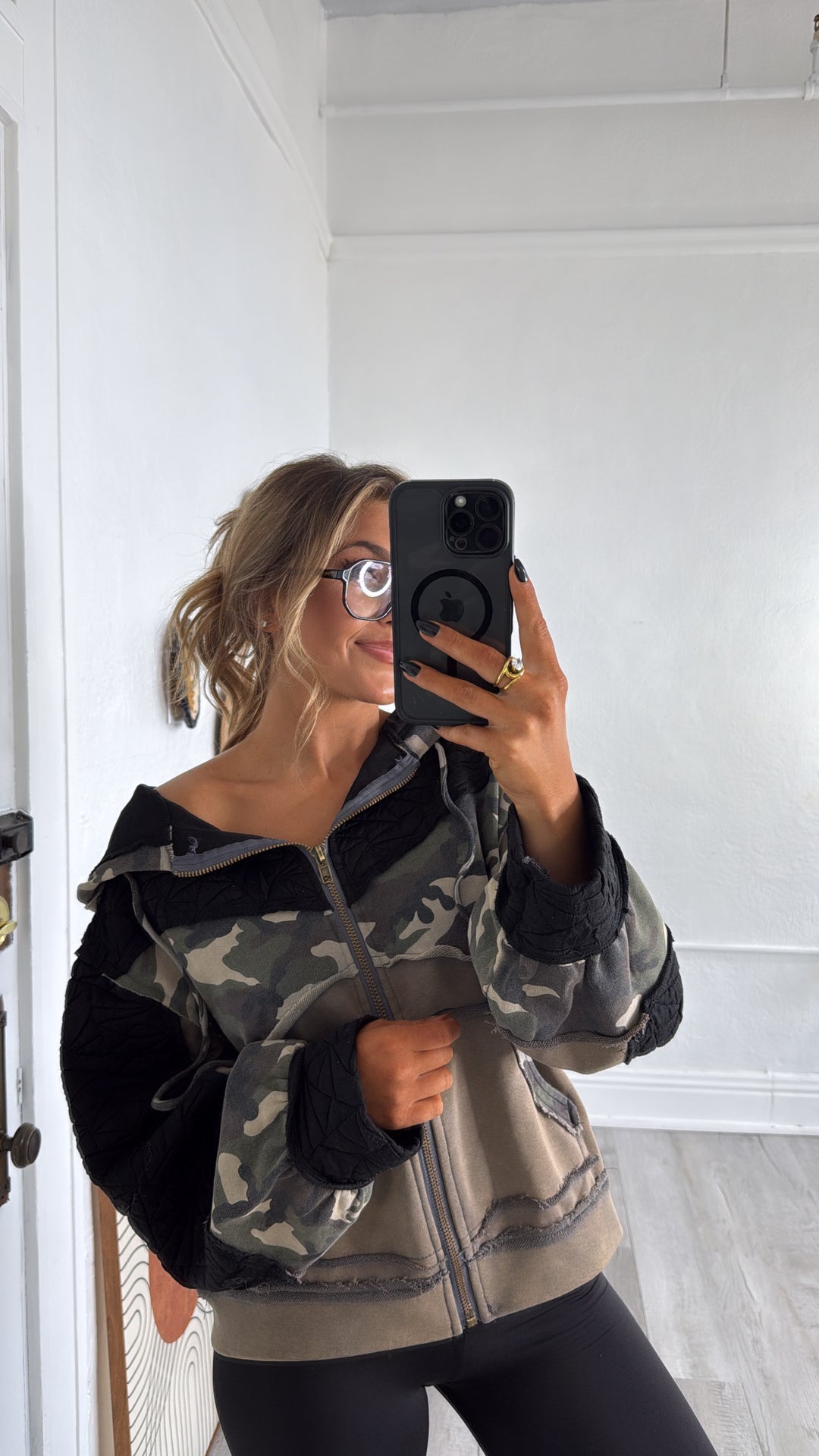 On Edge Camo Zip Up, Charcoal