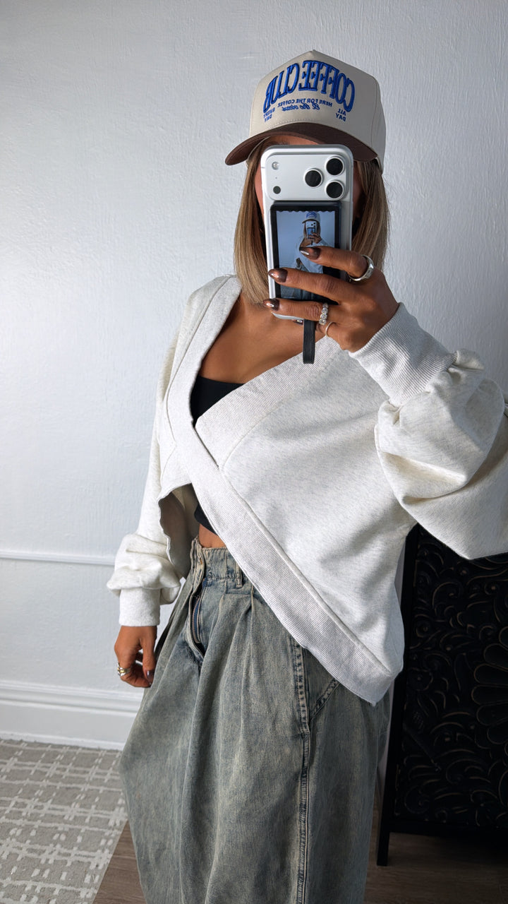 Criss Cross Reversible Sweatshirt, Oatmeal