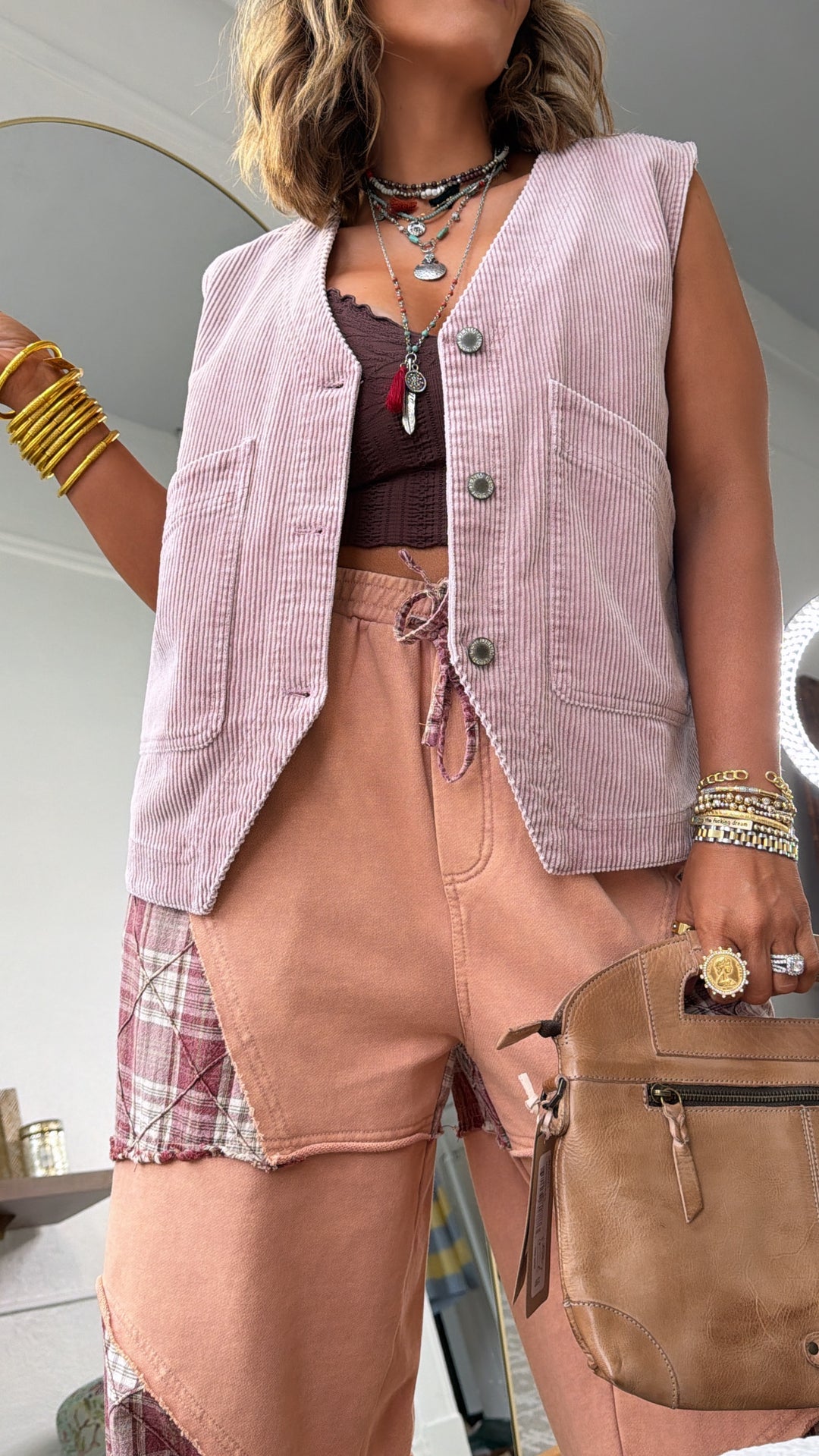 Autumn Fields Corduroy Vest, Mauve