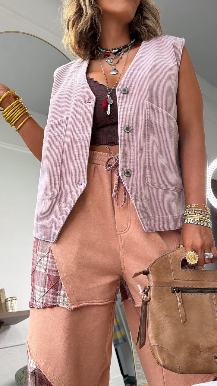 Autumn Fields Corduroy Vest, Mauve