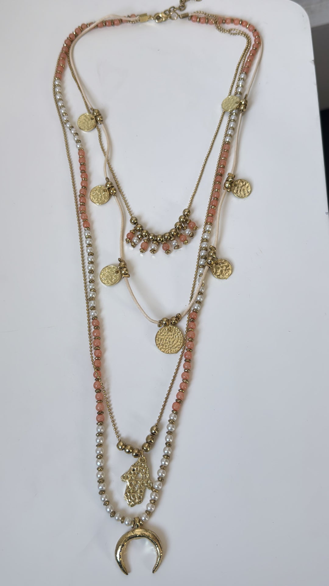 Poem Song Necklace, Coral/Pearl