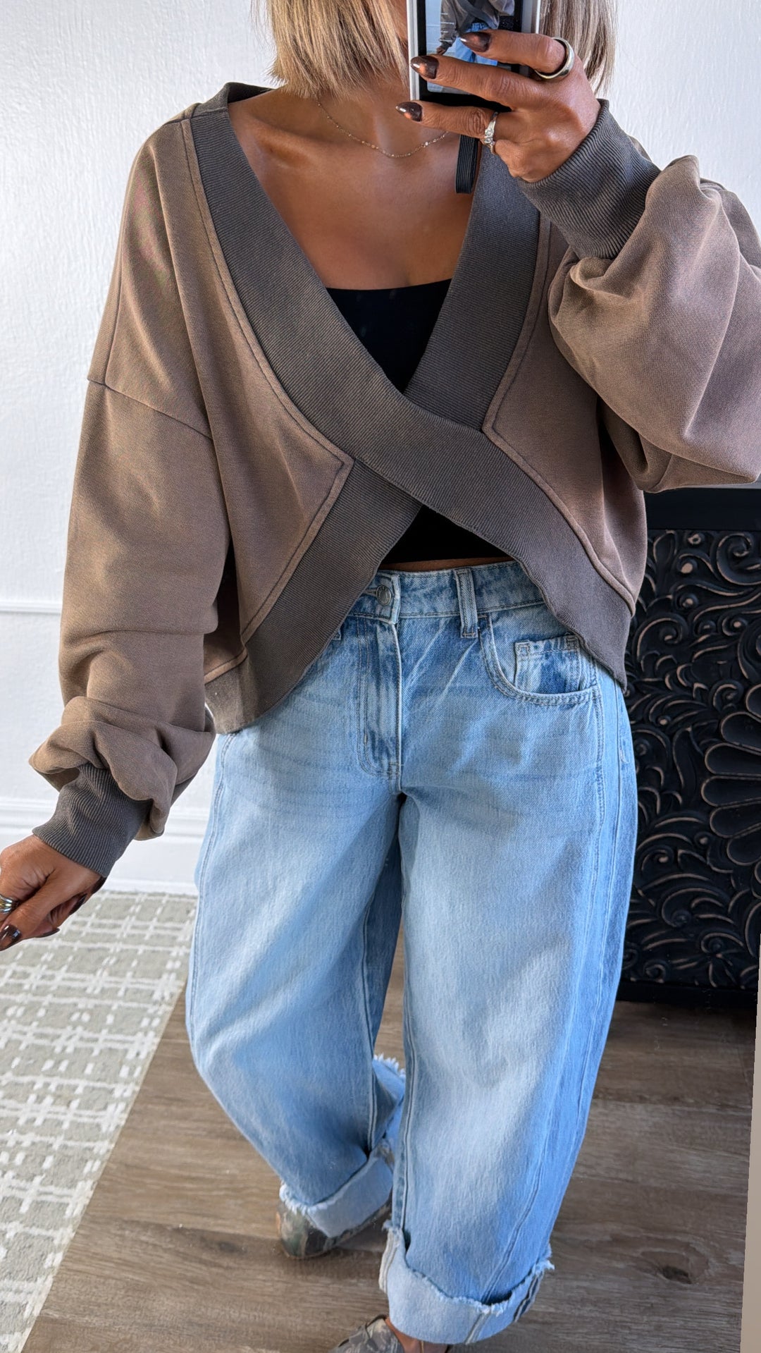 Criss Cross Reversible Sweatshirt, Rusted Charcoal