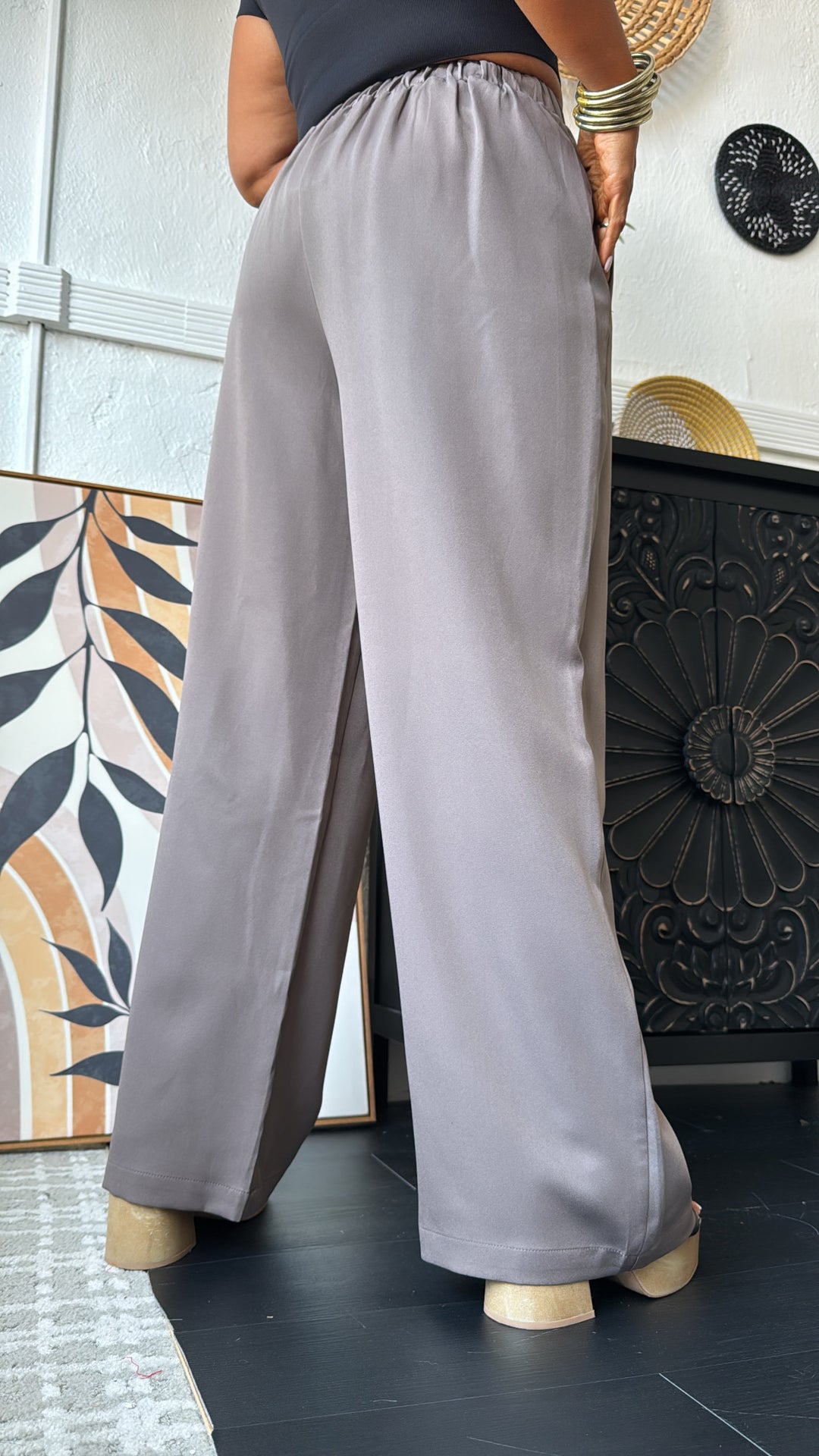 Pretty in Pleats Wide Leg Pants, Mocha