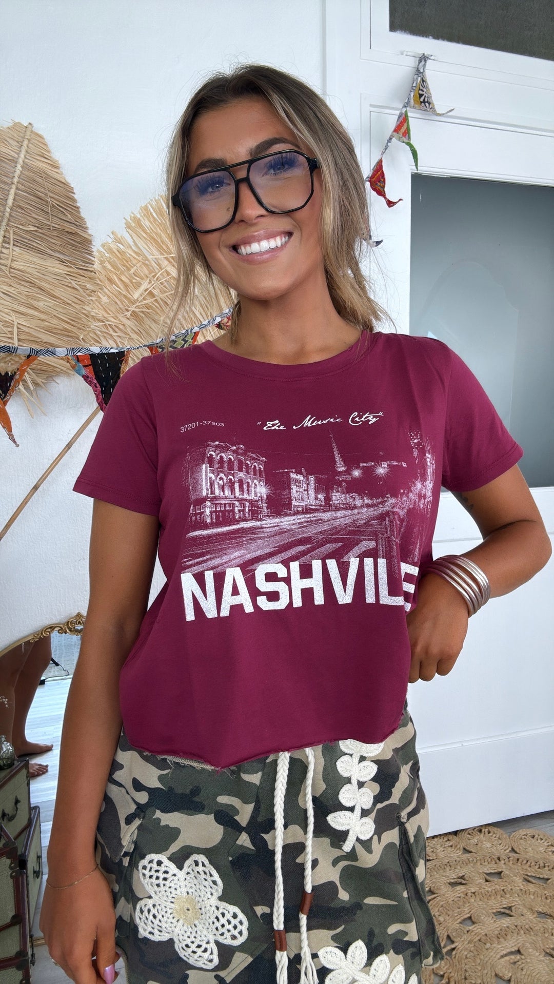 Music City Cropped Graphic Tee, Red