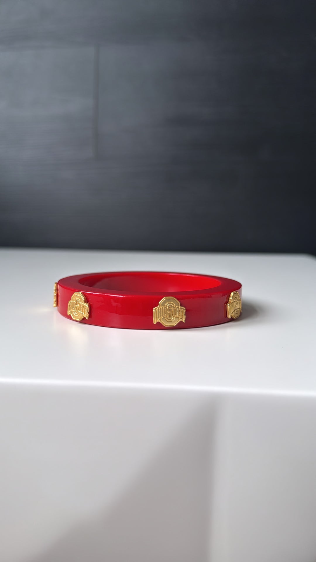 Buckeyes Resin Logo Bangle in Scarlet