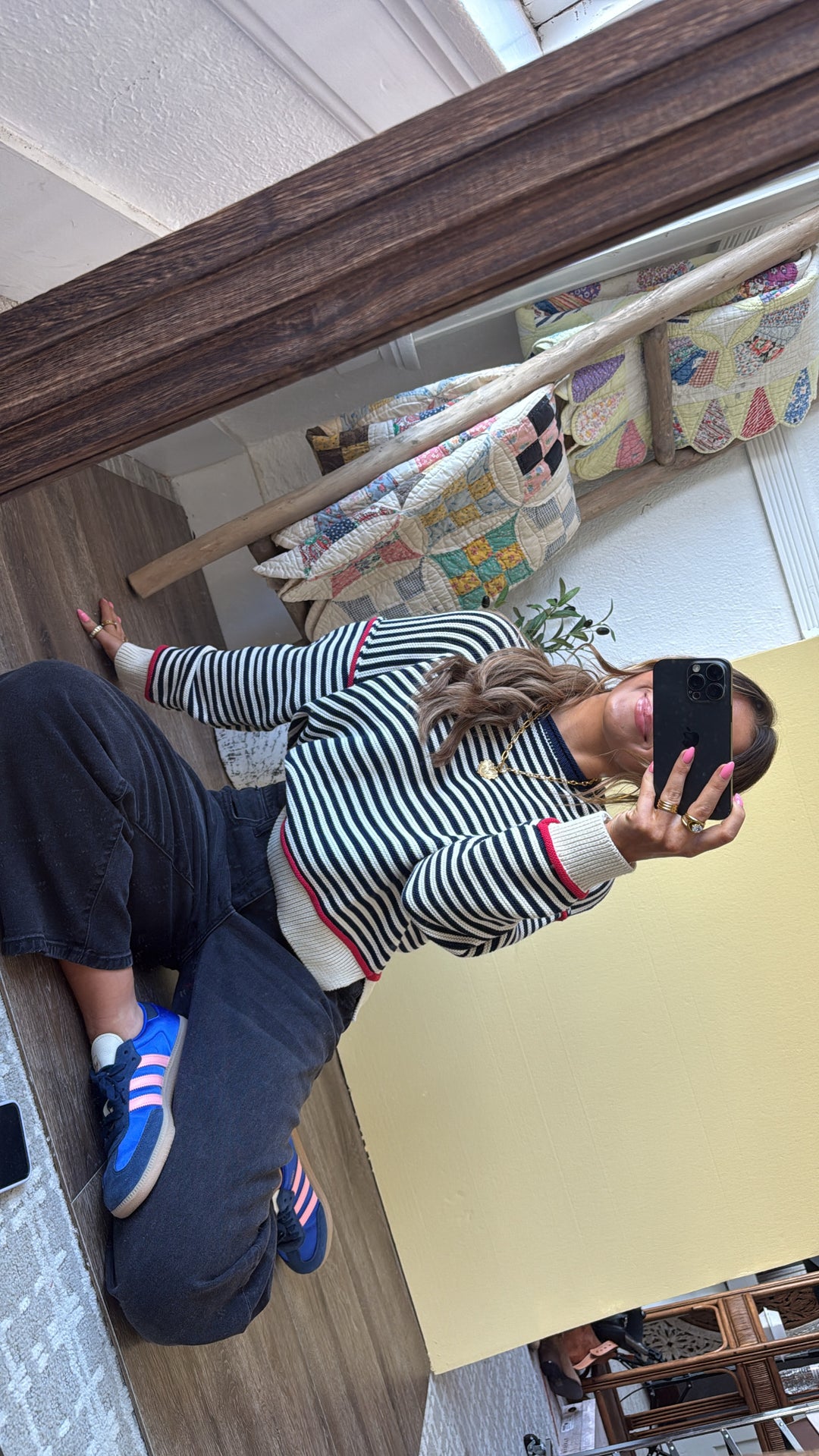 Summer Striped Sweater, Cream/Navy