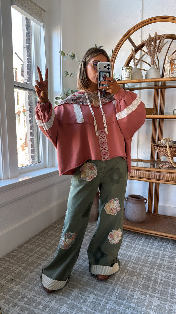 Sugar Stitch Hooded Sweater, Ginger