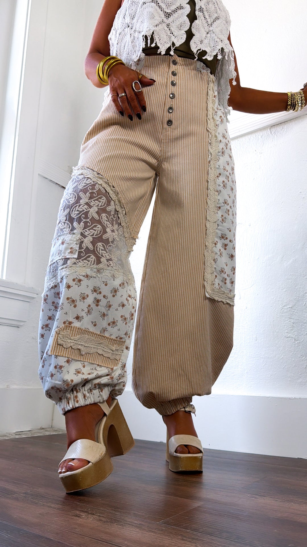 Hempstead Striped Joggers, Tan Stripe