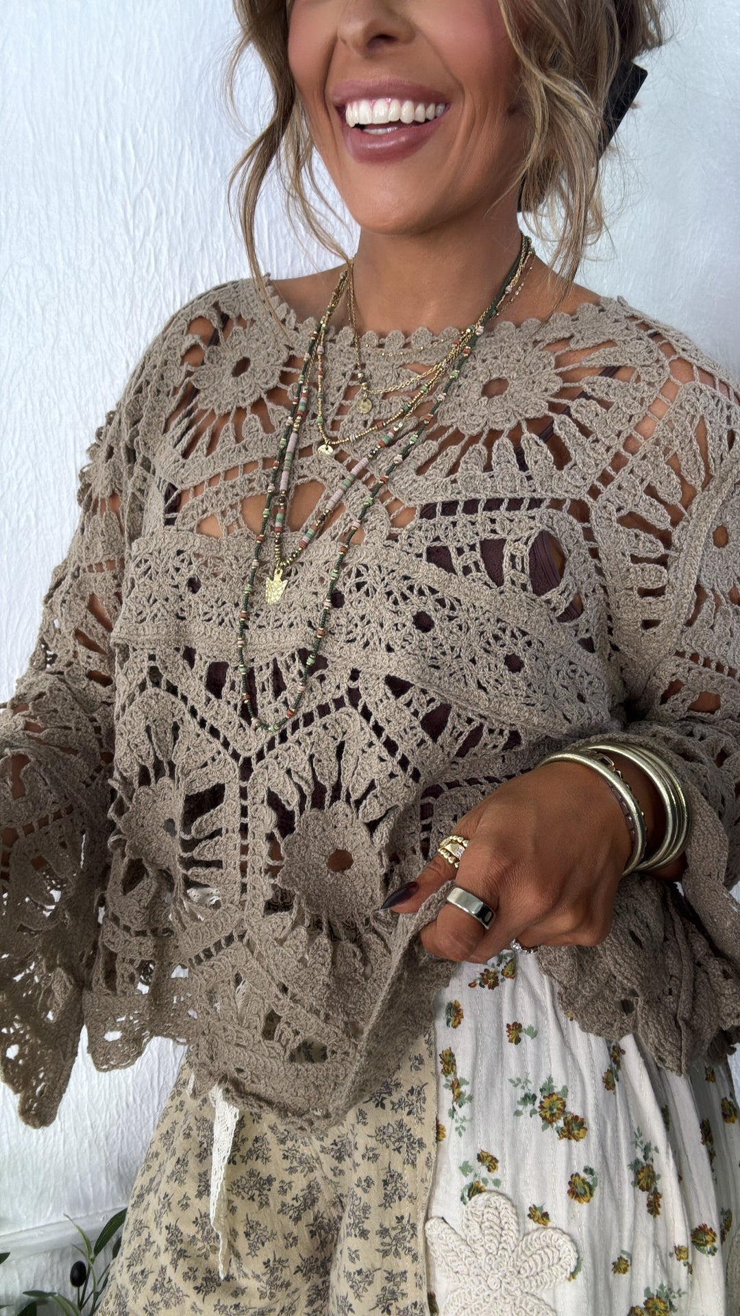 Oasis Light Weight Long Sleeve Top, Beige