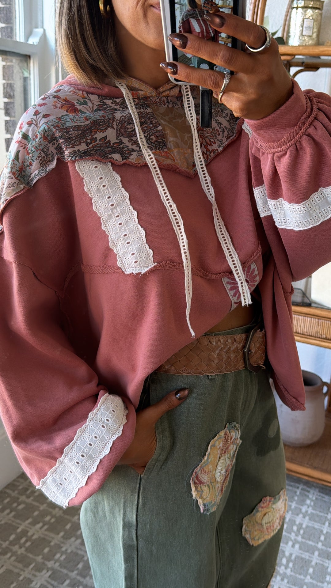 Sugar Stitch Hooded Sweater, Ginger