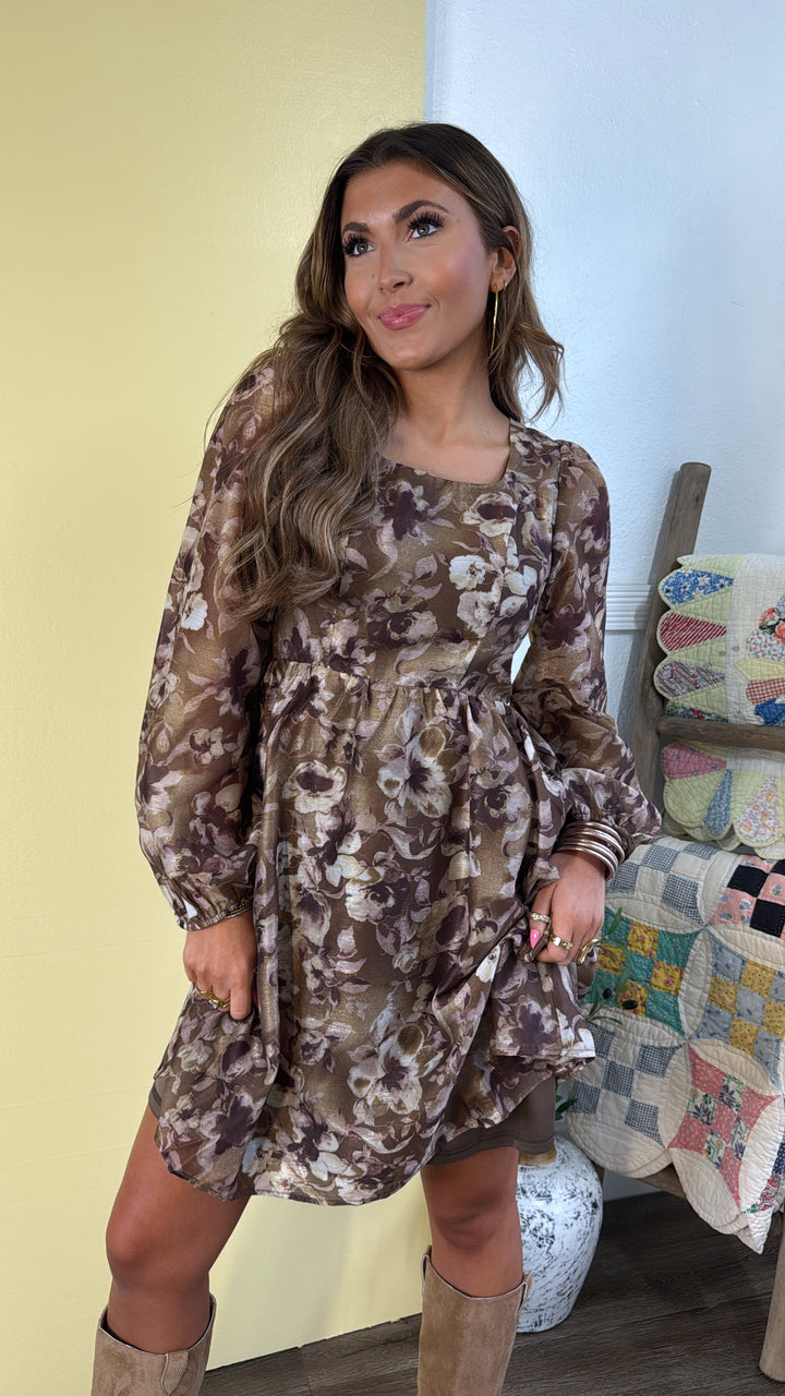 Larkspur Mini Dress, Olive Multi