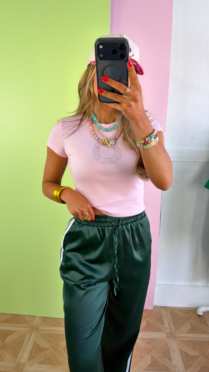 Horseshoe Charm Baby Tee, Lt. Pink