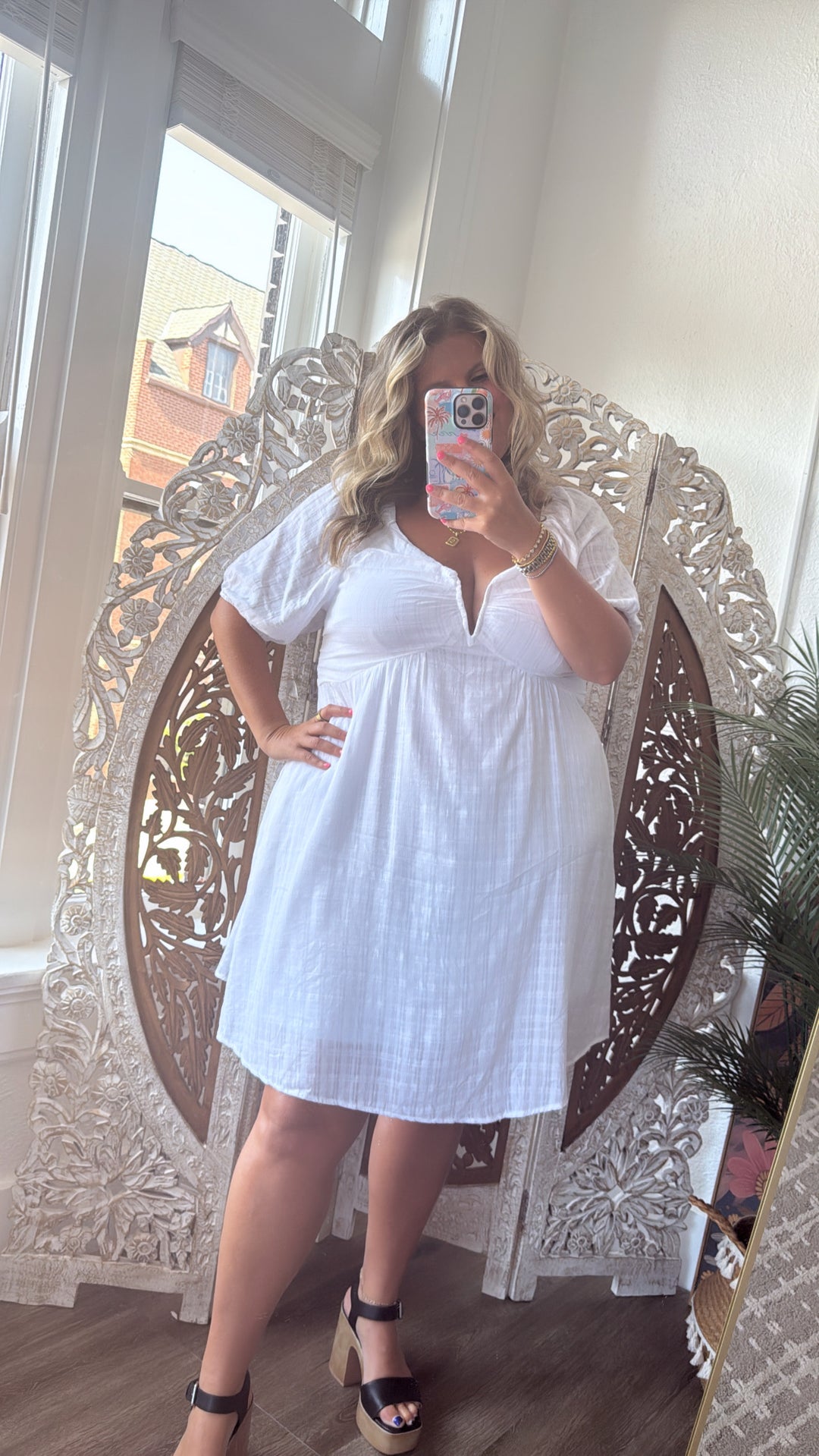 True Beauty Bubble Sleeve Mini Dress, White