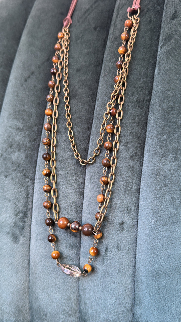 McKenna Layered Necklace, Tigers Eye